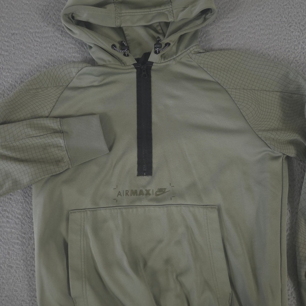 Nike Hoodie Mens Medium Sportswear Air Max 1/2-Zip Fleece Grid Pattern Raglan